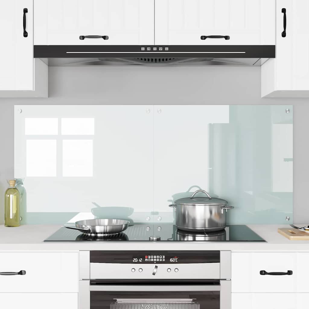 Kitchen Backsplash White 70 x 60 x 0.8 cm Tempered Glass
