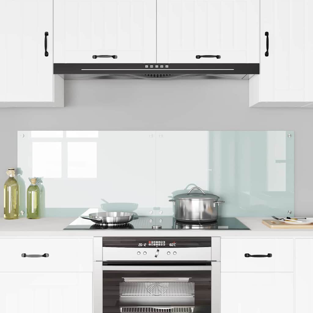 Kitchen Backsplash White 80 x 50 x 0.8 cm Tempered Glass