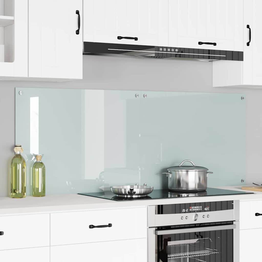 Kitchen Backsplash White 80 x 60 x 0.8 cm Tempered Glass