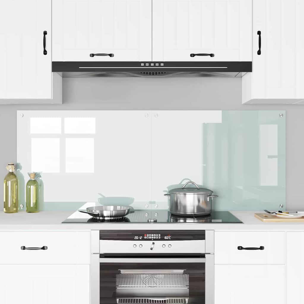 Kitchen Backsplash White 80 x 60 x 0.8 cm Tempered Glass