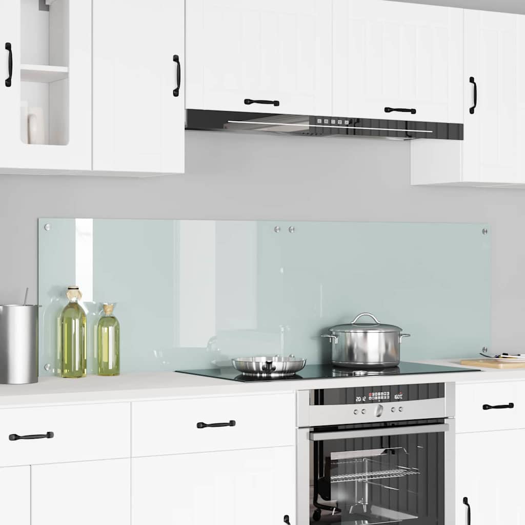 Kitchen Backsplash White 90 x 50 x 0.8 cm Tempered Glass