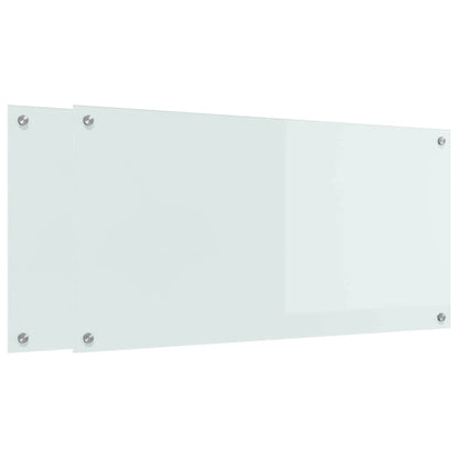 Kitchen Backsplash White 100 x 50 x 0.8 cm Tempered Glass