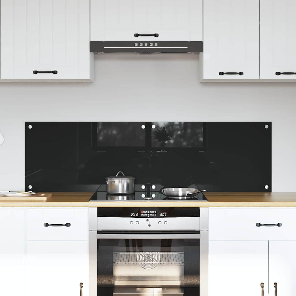 Kitchen Backsplash Black 70 x 40 x 0.8 cm Tempered Glass