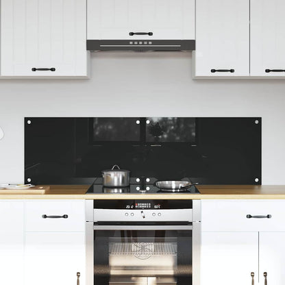 Kitchen Backsplash Black 70 x 40 x 0.8 cm Tempered Glass