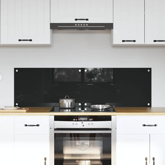 Kitchen Backsplash Black 70 x 40 x 0.8 cm Tempered Glass