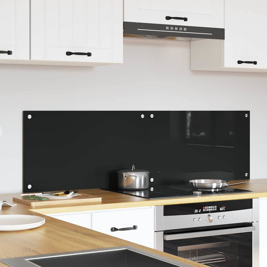 Kitchen Backsplash Black 70 x 40 x 0.8 cm Tempered Glass