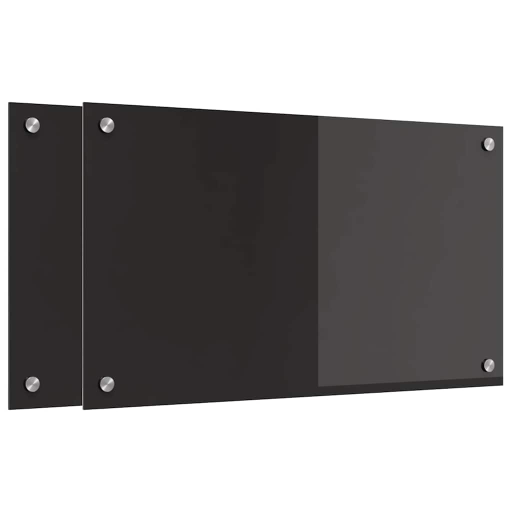 Kitchen Backsplash Black 70 x 40 x 0.8 cm Tempered Glass