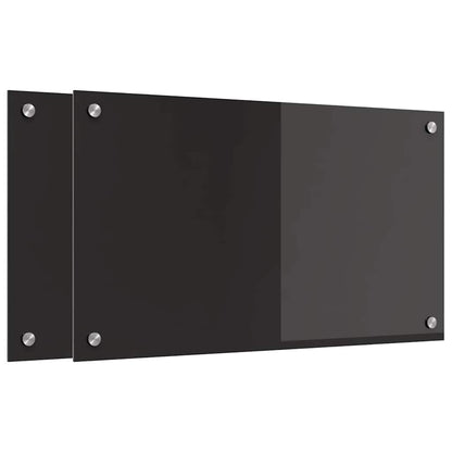Kitchen Backsplash Black 70 x 40 x 0.8 cm Tempered Glass