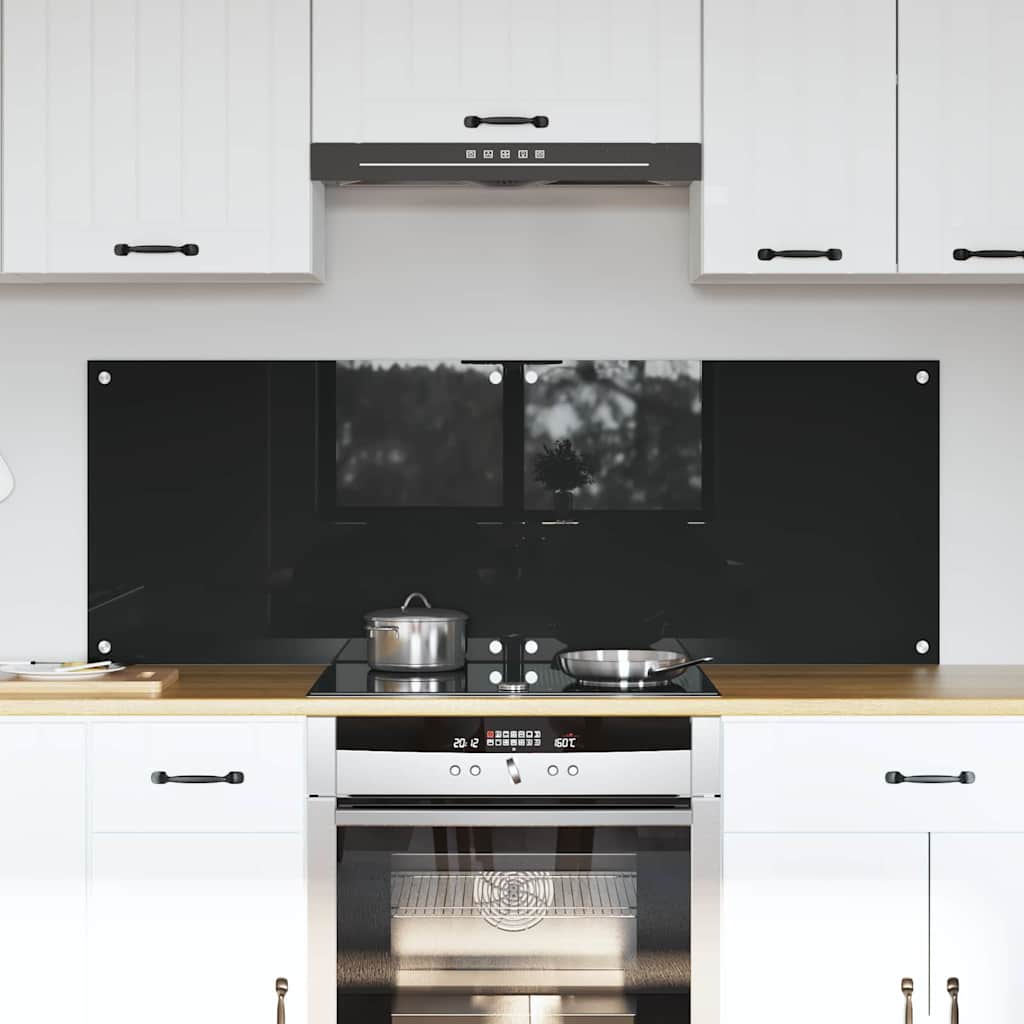 Kitchen Backsplash Black 70 x 50 x 0.8 cm Tempered Glass