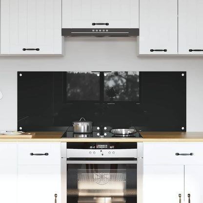 Kitchen Backsplash Black 70 x 50 x 0.8 cm Tempered Glass