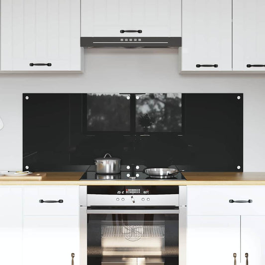 Kitchen Backsplash Black 70 x 50 x 0.8 cm Tempered Glass