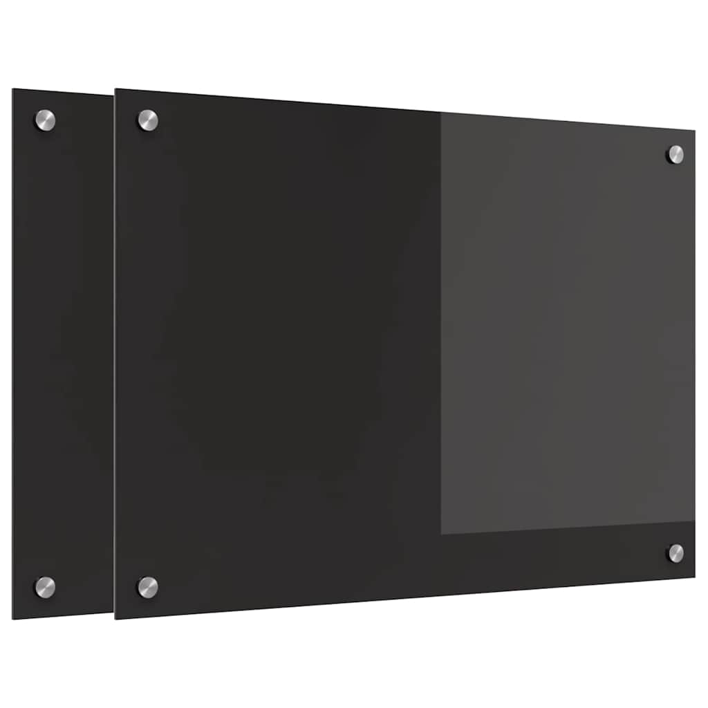 Kitchen Backsplash Black 70 x 50 x 0.8 cm Tempered Glass