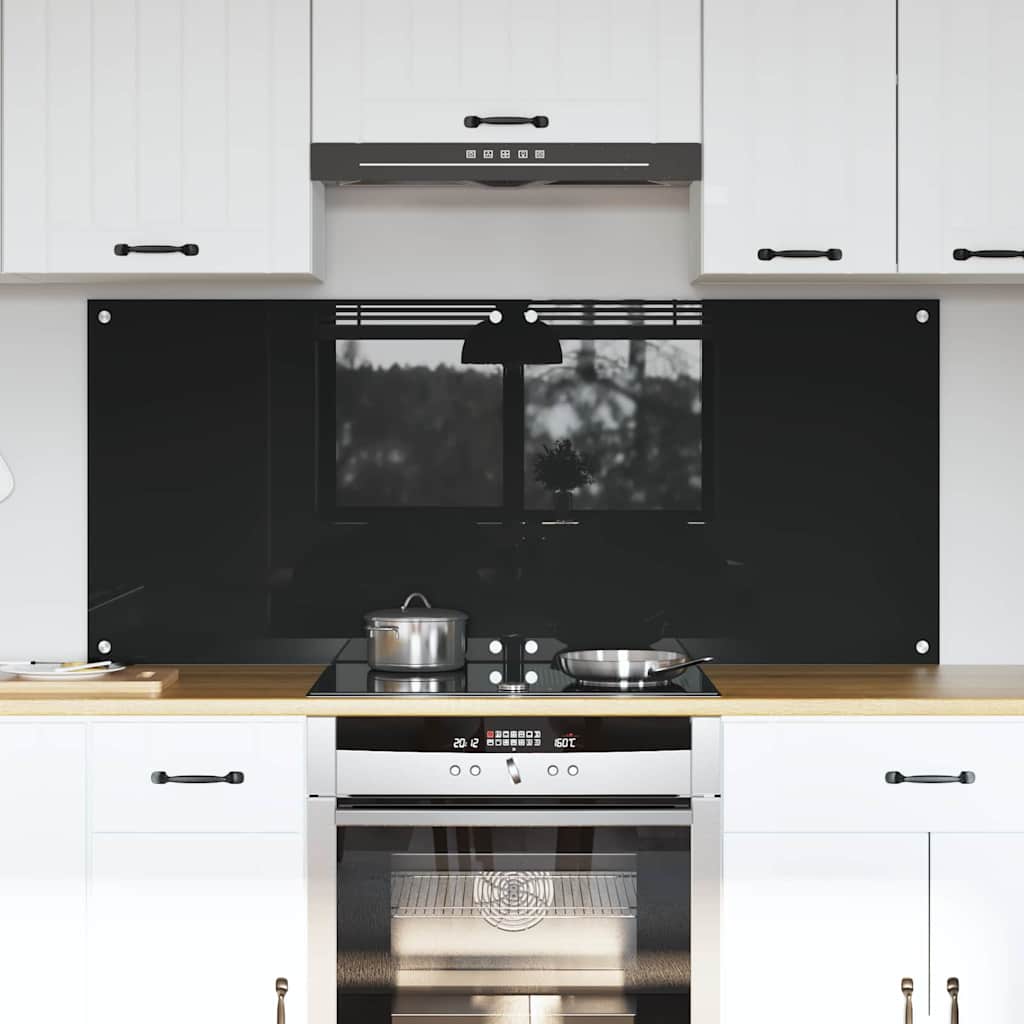 Kitchen Backsplash Black 70 x 60 x 0.8 cm Tempered Glass