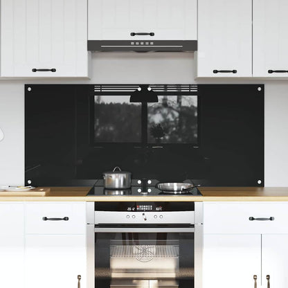 Kitchen Backsplash Black 70 x 60 x 0.8 cm Tempered Glass