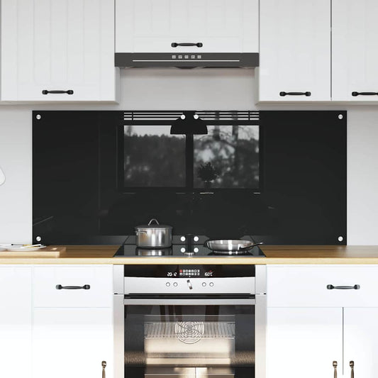Kitchen Backsplash Black 70 x 60 x 0.8 cm Tempered Glass