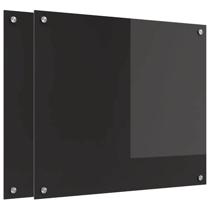 Kitchen Backsplash Black 70 x 60 x 0.8 cm Tempered Glass
