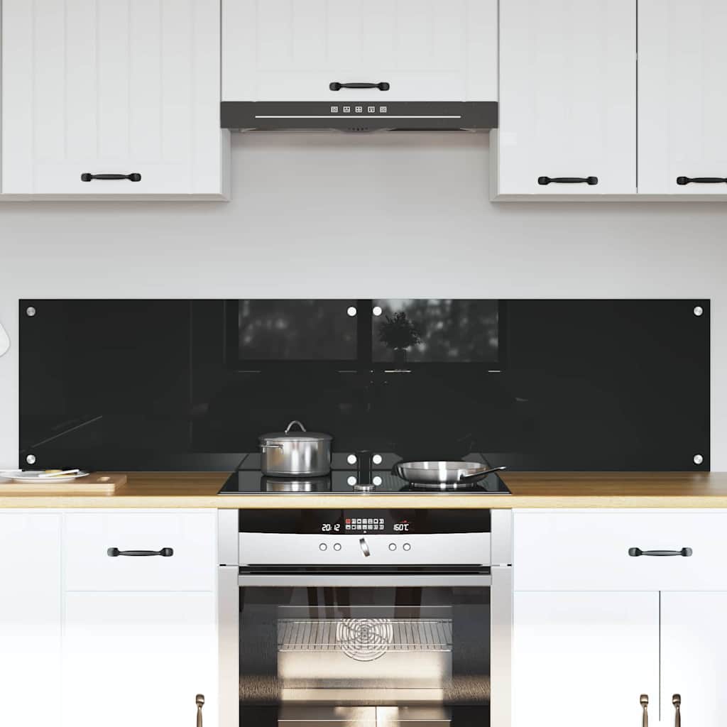 Kitchen Backsplash Black 80 x 40 x 0.8 cm Tempered Glass