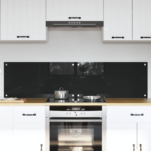 Kitchen Backsplash Black 80 x 40 x 0.8 cm Tempered Glass