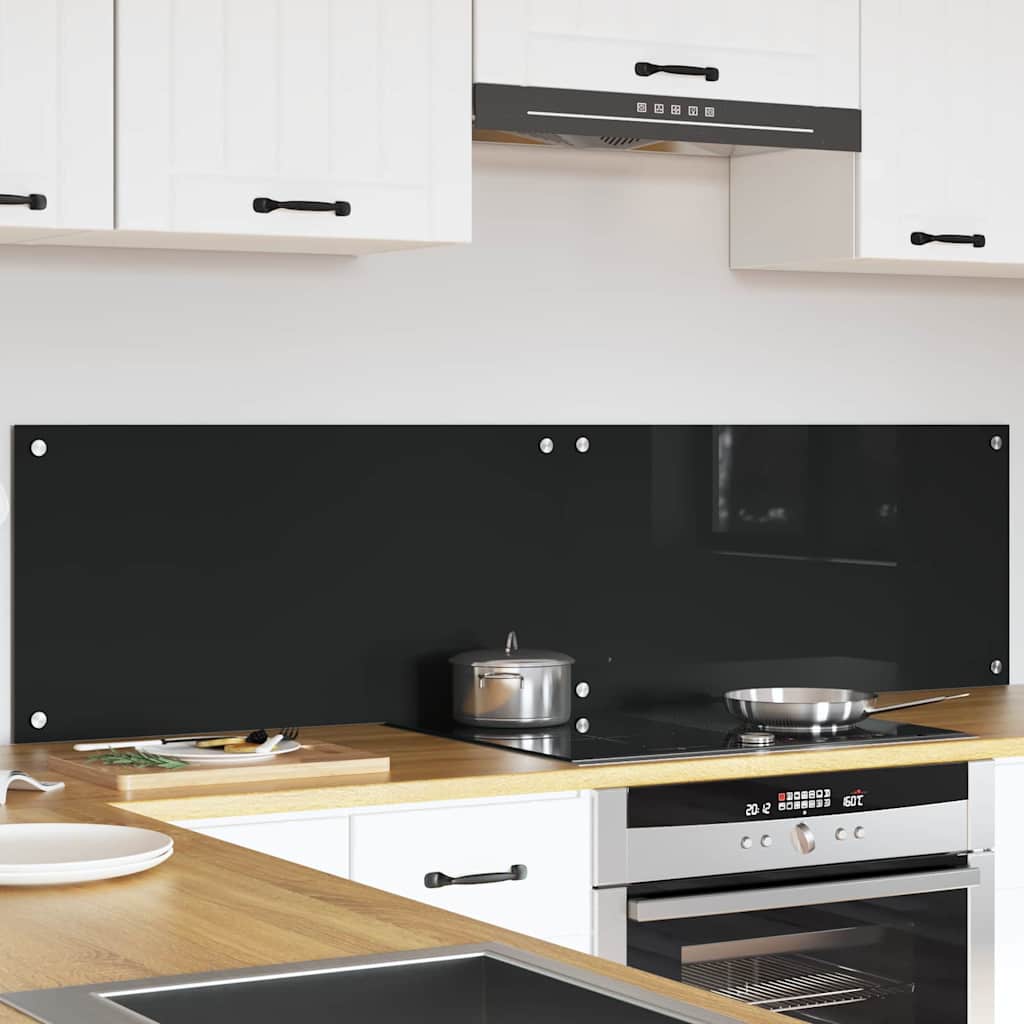 Kitchen Backsplash Black 80 x 40 x 0.8 cm Tempered Glass