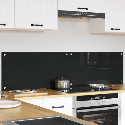 Kitchen Backsplash Black 80 x 40 x 0.8 cm Tempered Glass