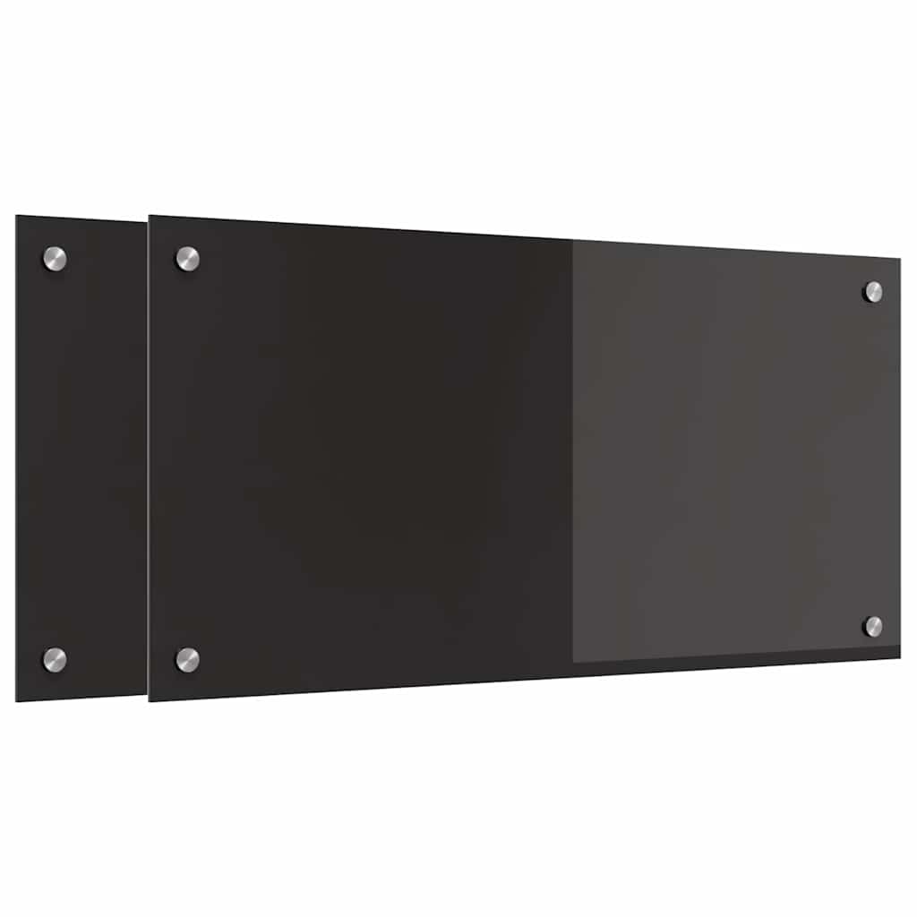 Kitchen Backsplash Black 80 x 40 x 0.8 cm Tempered Glass