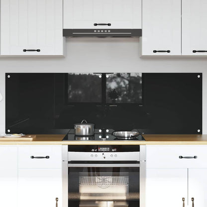 Kitchen Backsplash Black 80 x 50 x 0.8 cm Tempered Glass