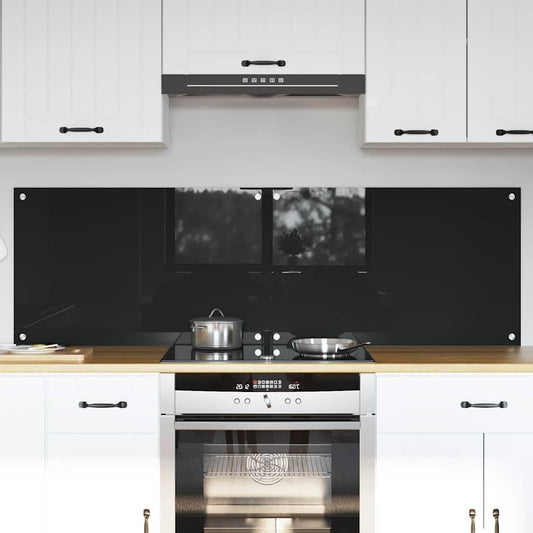 Kitchen Backsplash Black 80 x 50 x 0.8 cm Tempered Glass