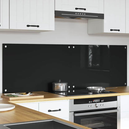 Kitchen Backsplash Black 80 x 50 x 0.8 cm Tempered Glass