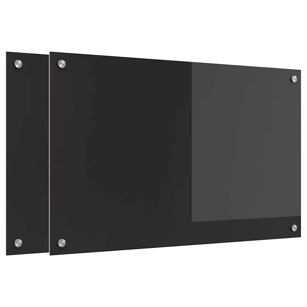 Kitchen Backsplash Black 80 x 50 x 0.8 cm Tempered Glass