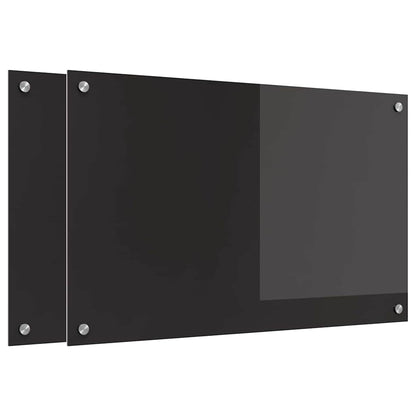 Kitchen Backsplash Black 80 x 50 x 0.8 cm Tempered Glass