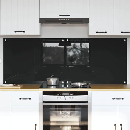 Kitchen Backsplash Black 80 x 60 x 0.8 cm Tempered Glass