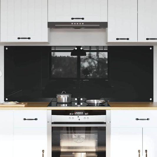 Kitchen Backsplash Black 80 x 60 x 0.8 cm Tempered Glass