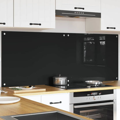 Kitchen Backsplash Black 80 x 60 x 0.8 cm Tempered Glass