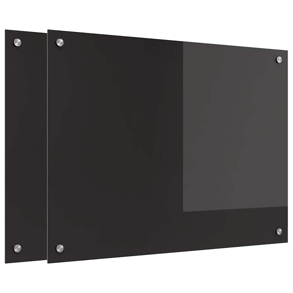 Kitchen Backsplash Black 80 x 60 x 0.8 cm Tempered Glass
