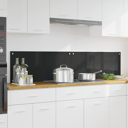 Kitchen Backsplash Black 90 x 40 x 0.8 cm Tempered Glass