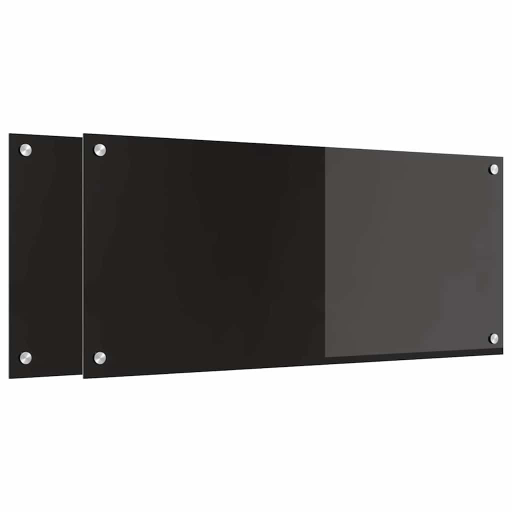 Kitchen Backsplash Black 90 x 40 x 0.8 cm Tempered Glass