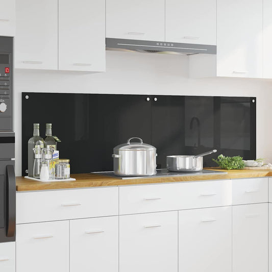 Kitchen Backsplash Black 90 x 50 x 0.8 cm Tempered Glass
