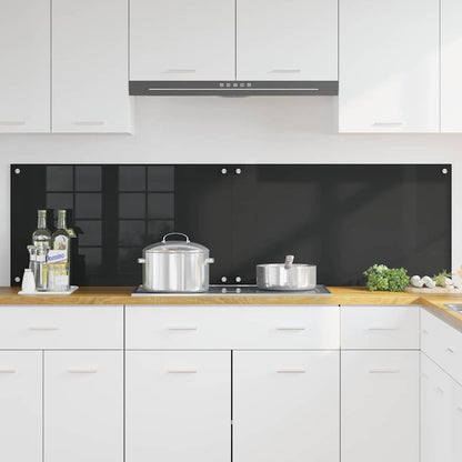 Kitchen Backsplash Black 90 x 50 x 0.8 cm Tempered Glass