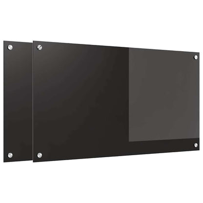 Kitchen Backsplash Black 90 x 50 x 0.8 cm Tempered Glass