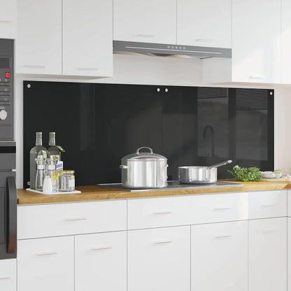 Kitchen Backsplash Black 90 x 60 x 0.8 cm Tempered Glass