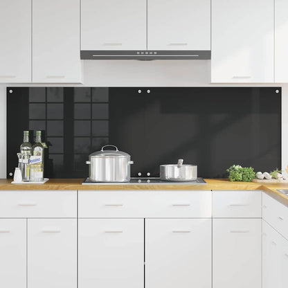 Kitchen Backsplash Black 90 x 60 x 0.8 cm Tempered Glass