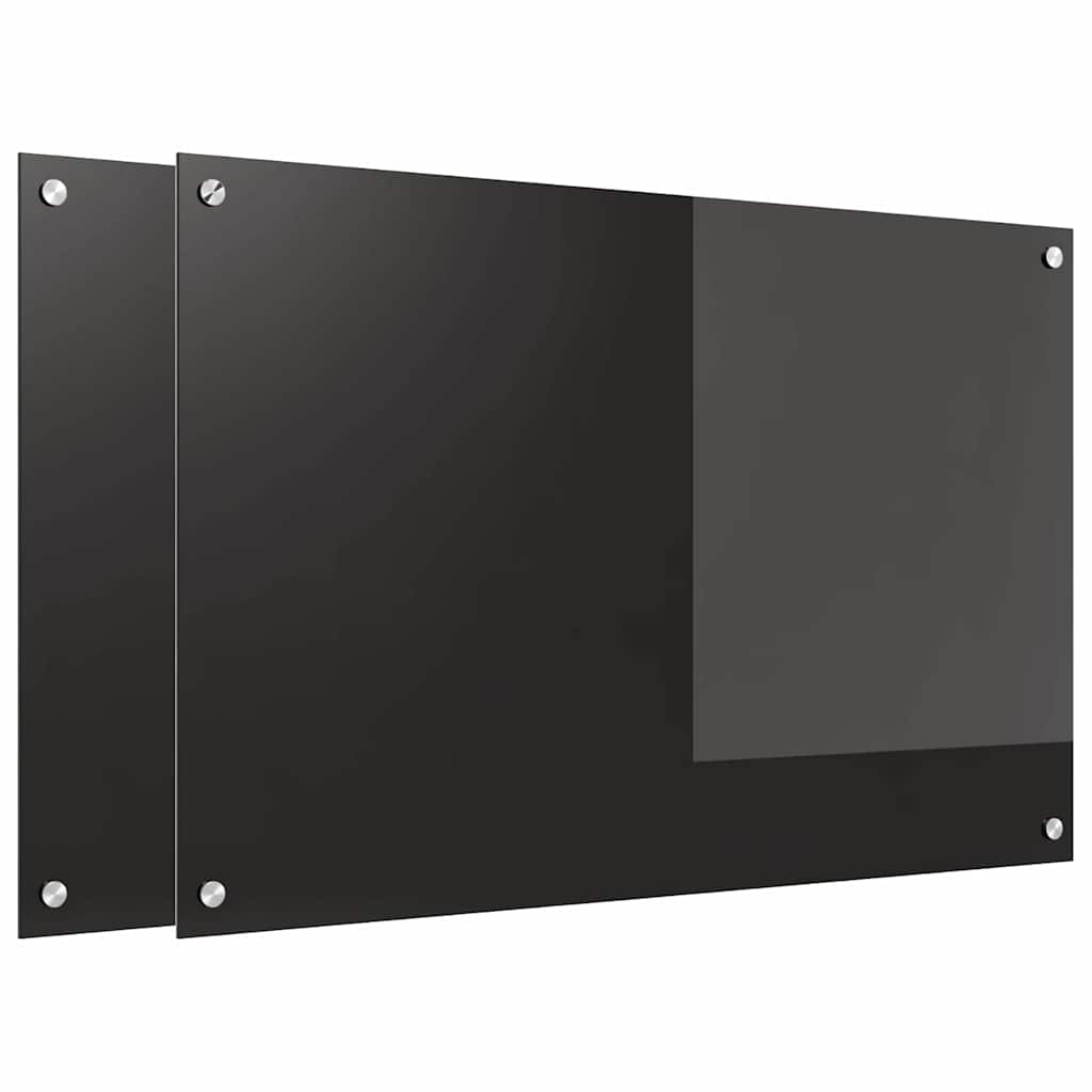 Kitchen Backsplash Black 90 x 60 x 0.8 cm Tempered Glass
