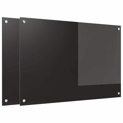 Kitchen Backsplash Black 90 x 60 x 0.8 cm Tempered Glass