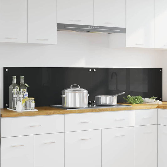 Kitchen Backsplash Black 100 x 40 x 0.8 cm Tempered Glass
