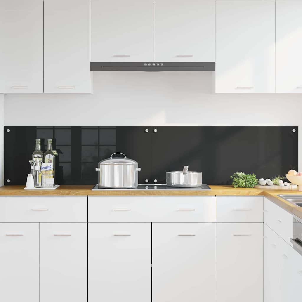 Kitchen Backsplash Black 100 x 40 x 0.8 cm Tempered Glass