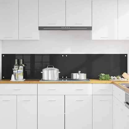 Kitchen Backsplash Black 100 x 40 x 0.8 cm Tempered Glass