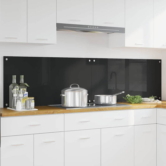 Kitchen Backsplash Black 100 x 50 x 0.8 cm Tempered Glass