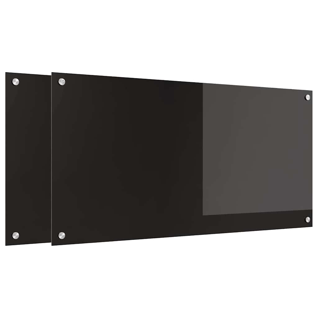 Kitchen Backsplash Black 100 x 50 x 0.8 cm Tempered Glass