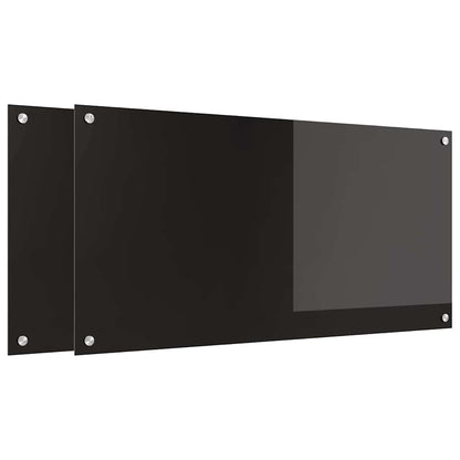 Kitchen Backsplash Black 100 x 50 x 0.8 cm Tempered Glass