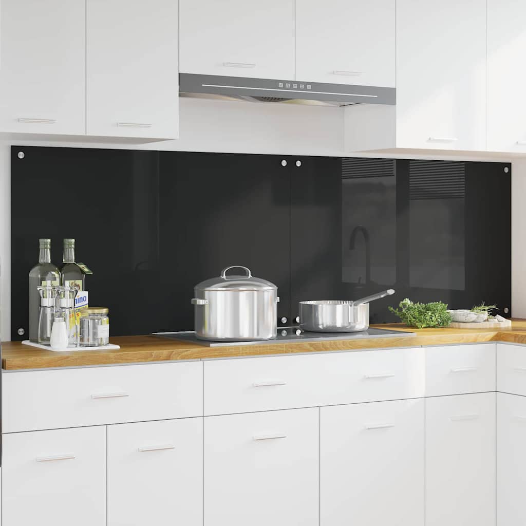 Kitchen Backsplash Black 100 x 60 x 0.8 cm Tempered Glass